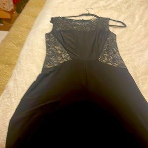 Black faux leather pants suit